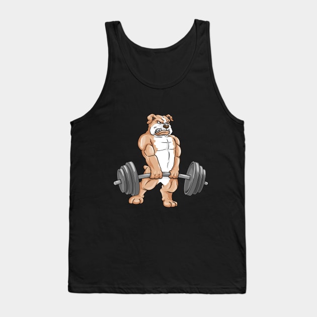 Bulldog at bodybuilding with barbell Tank Top by Markus Schnabel
